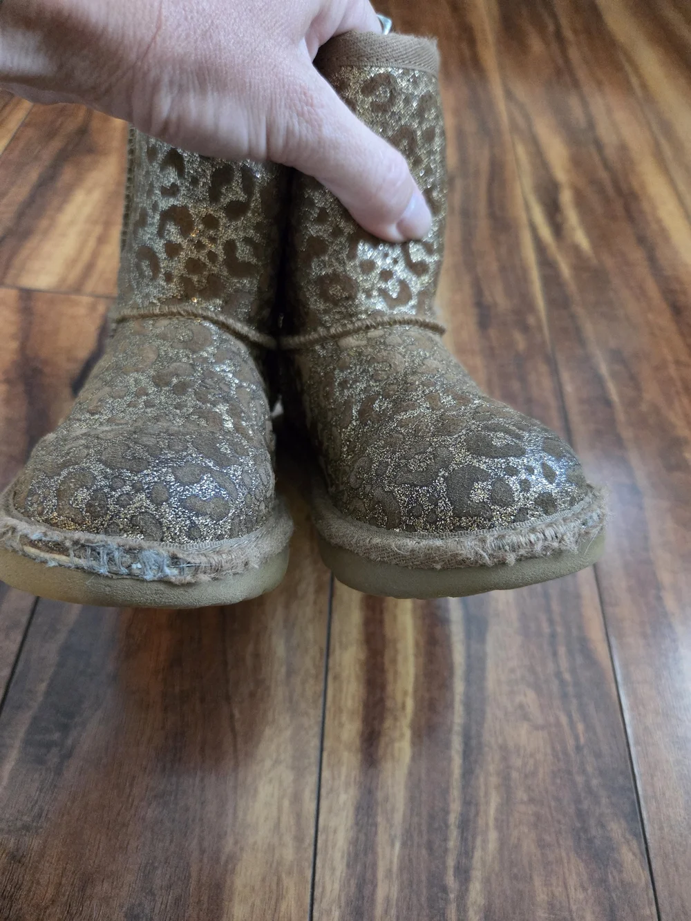 UGG Kids Brown Gold Leopard Print Classic Boot